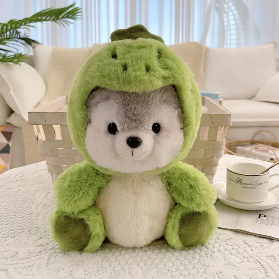 Green Dino Husky Buddy™ - Honden Knuffel met een dino outfitje