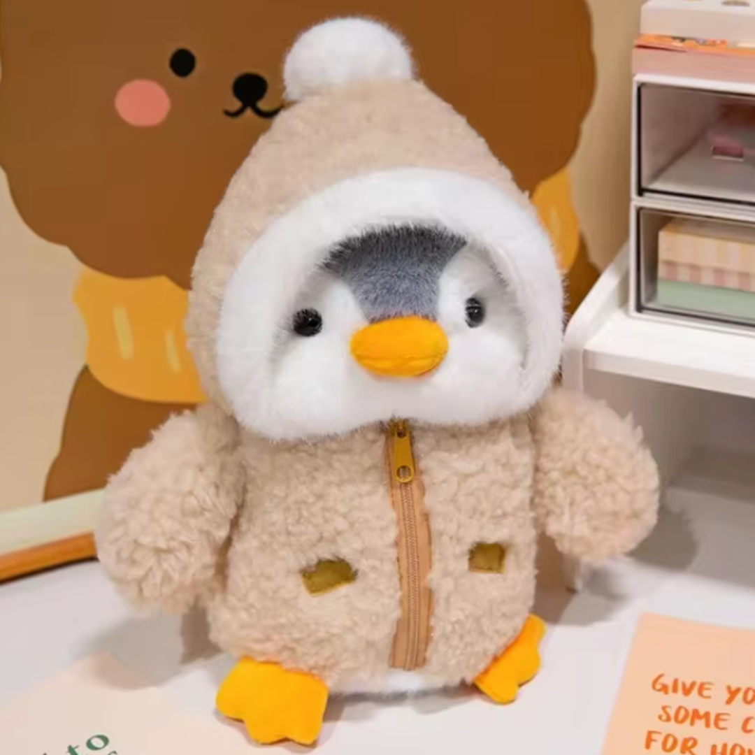 Brown Coat Penguin Buddy™ - pinguin Knuffel met kleding