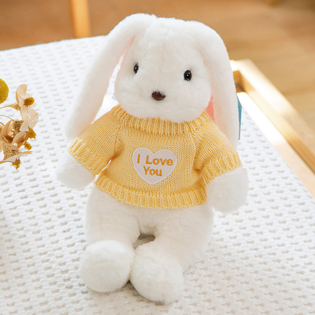 White Bunny Buddy™ - Knuffel konijn met kleding