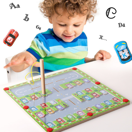 Magnetic MazeBoard ™ - Montessori voertuigen doolhof board - magnetisch Bordspel