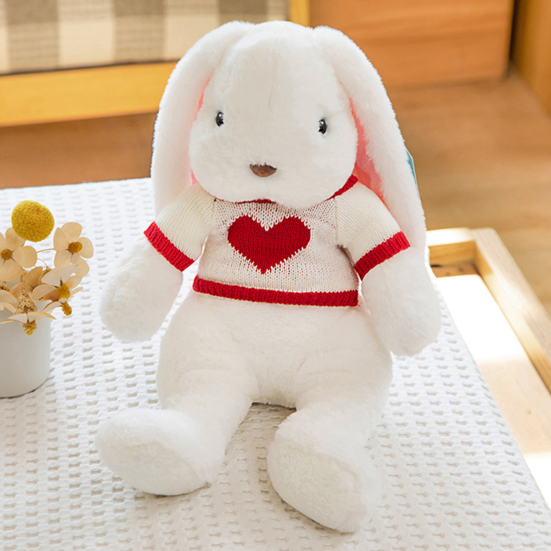 White Bunny Buddy™ - Knuffel konijn met kleding