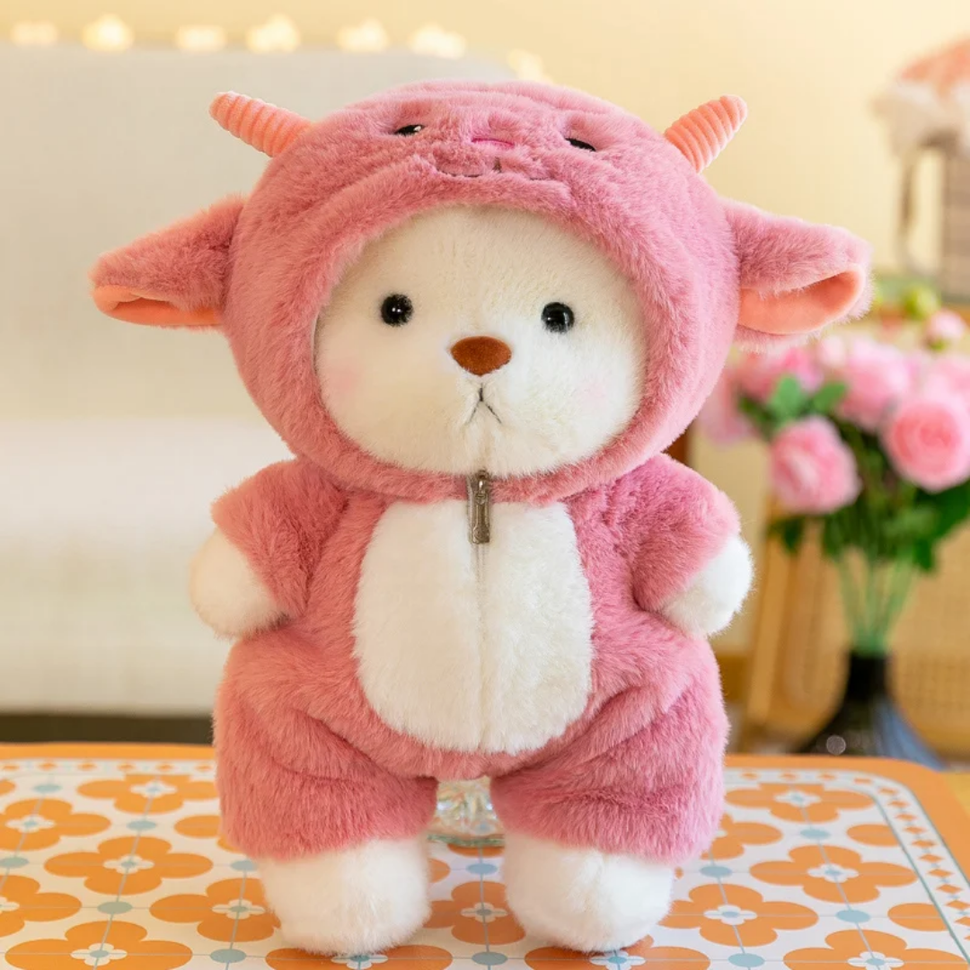 Pink Dino BearBuddy™ - Knuffel met outfitje